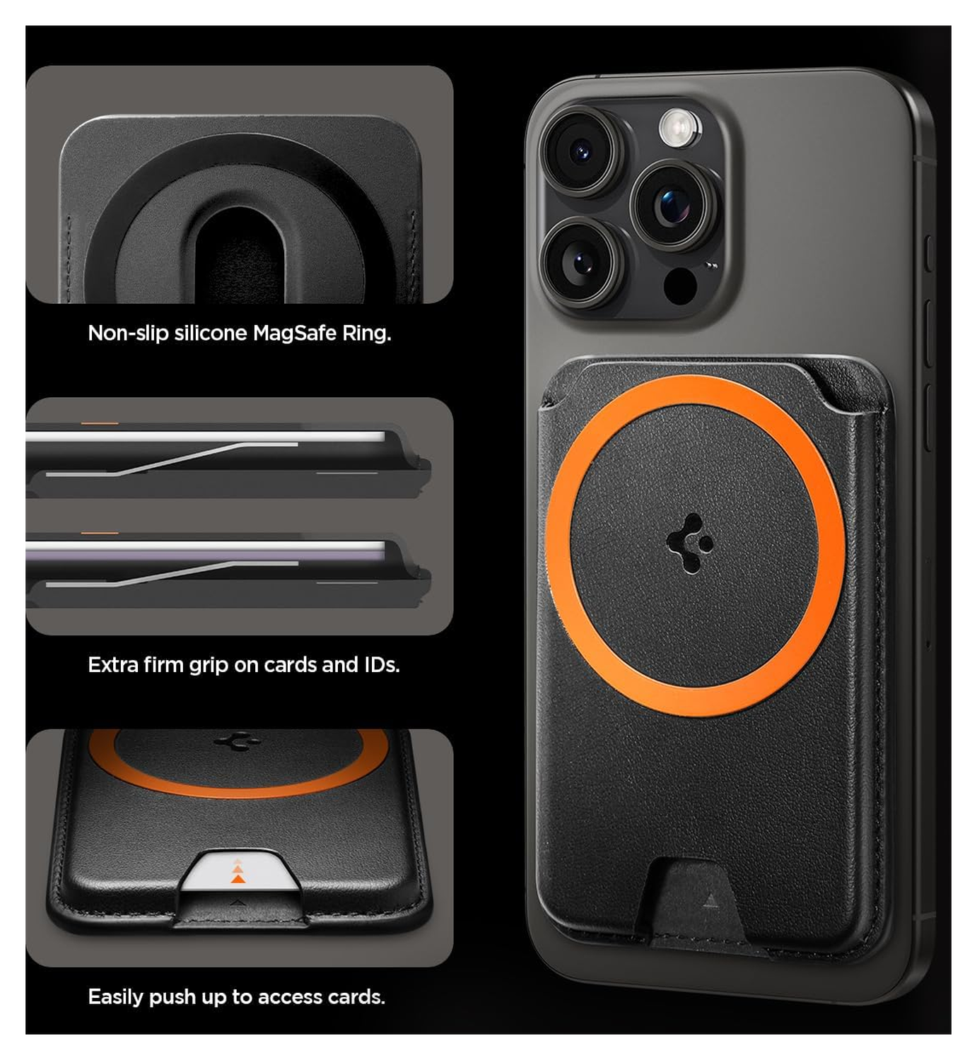 Spigen Valentinus MagFit+ MagSafe Kaarthouder voor Pasjes Zwart afbeelding 7