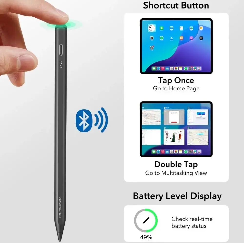 ESR Geo Universele Actieve Stylus Pen met Apple Find My Zwart afbeelding 3