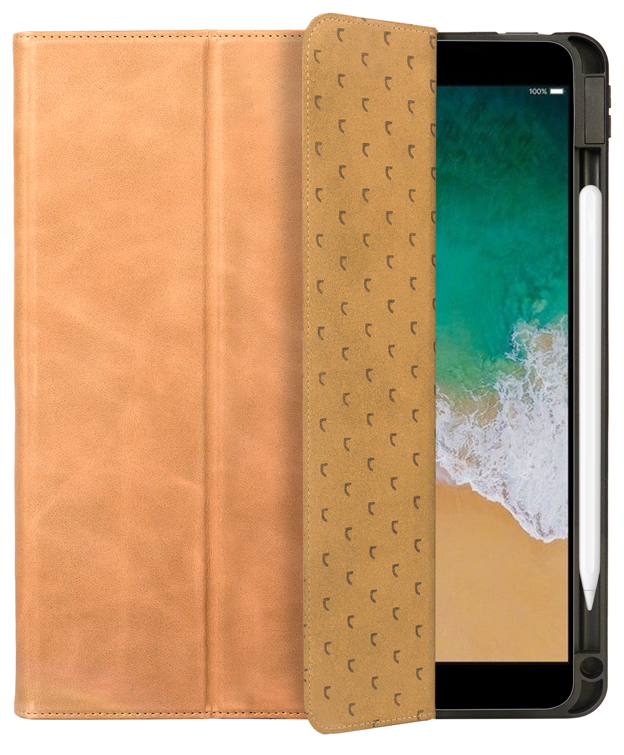 Rosso Elite iPad 10.2 / Pro 10.5 Hoes 2-in-1 Echt Leer Book Case Lichtbruin afbeelding 9