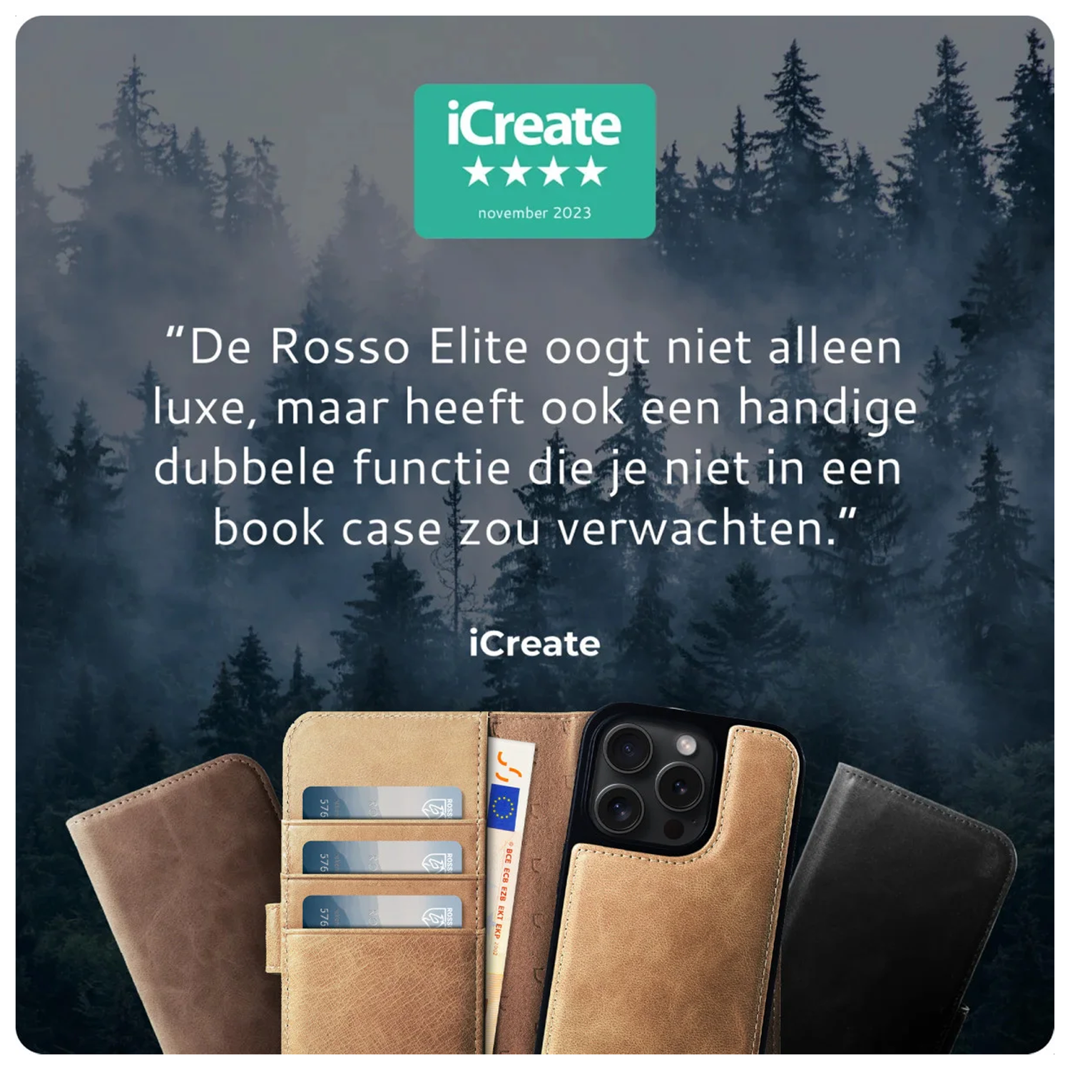 Rosso Elite iPad 10.2 / Pro 10.5 Hoes 2-in-1 Echt Leer Book Case Lichtbruin afbeelding 4