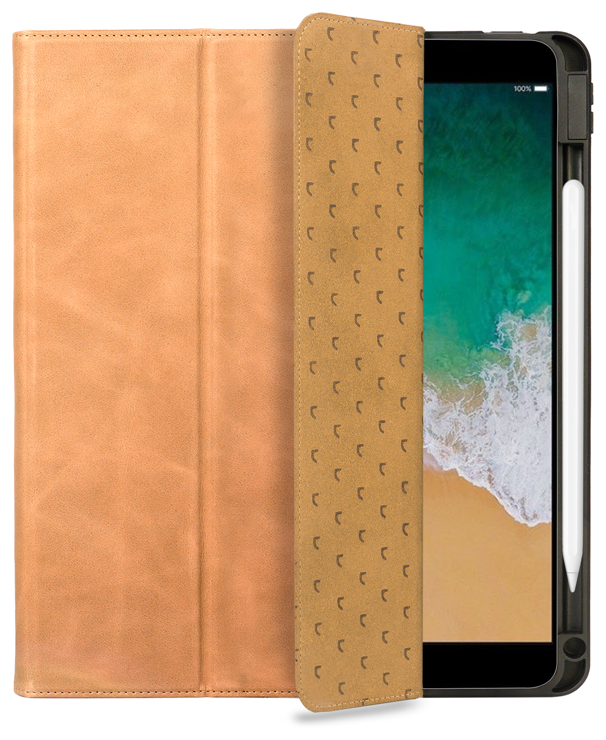 Rosso Elite iPad 10.2 / Pro 10.5 Hoes 2-in-1 Echt Leer Book Case Lichtbruin afbeelding 1