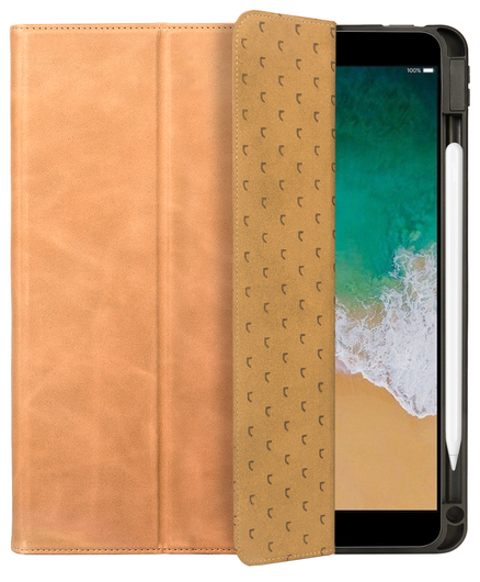Rosso Elite iPad 10.2 / Pro 10.5 Hoes 2-in-1 Echt Leer Book Case Lichtbruin afbeelding 9