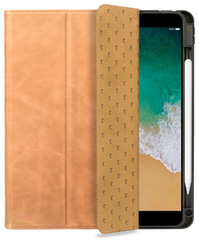 Rosso Elite iPad 10.2 / Pro 10.5 Hoes 2-in-1 Echt Leer Book Case Lichtbruin afbeelding