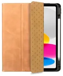 Rosso Elite iPad 11 (2025) / 10.9 (2022) Hoes 2-in-1 Echt Leer Lichtbruin afbeelding