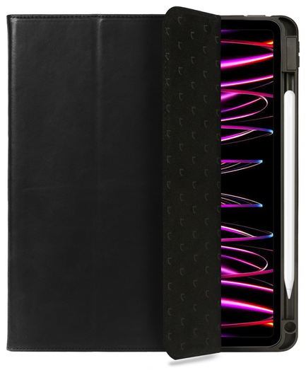 Rosso Elite iPad Pro 12.9 Hoes 2-in-1 Echt Leer Book Case Zwart afbeelding 1