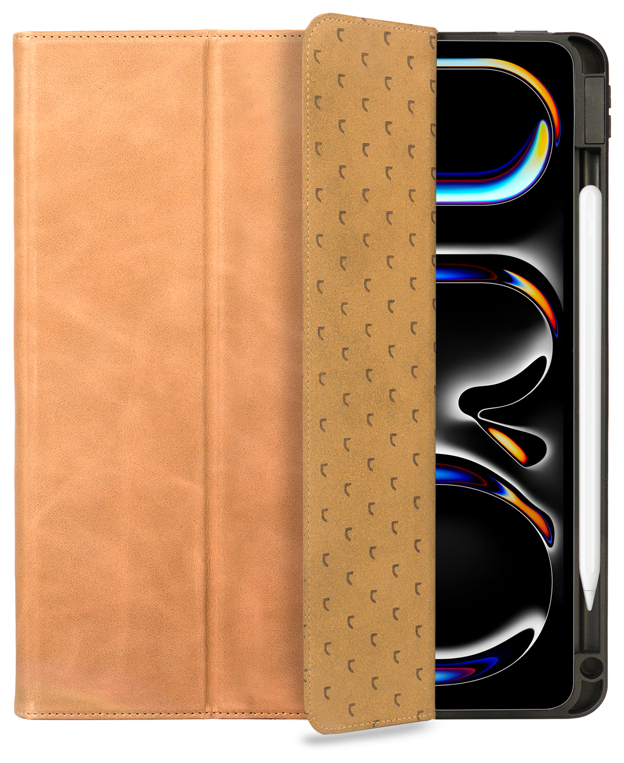 Rosso Elite iPad Pro 12.9 Hoes 2-in-1 Echt Leer Book Case Lichtbruin afbeelding 1