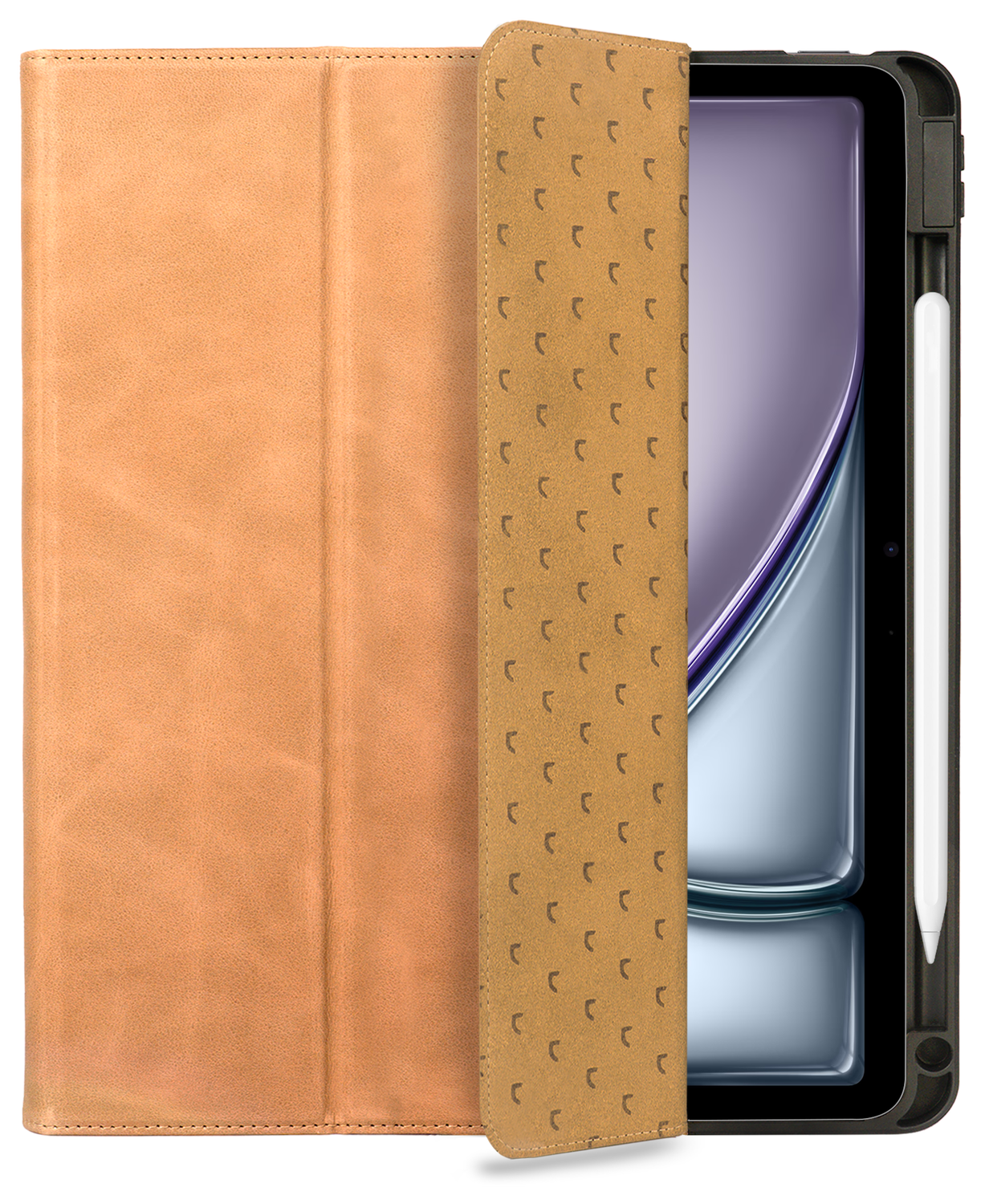 Rosso Elite iPad Air 11 (24/25) Hoes 2-in-1 Echt Leer Book Case Lichtbruin afbeelding 1