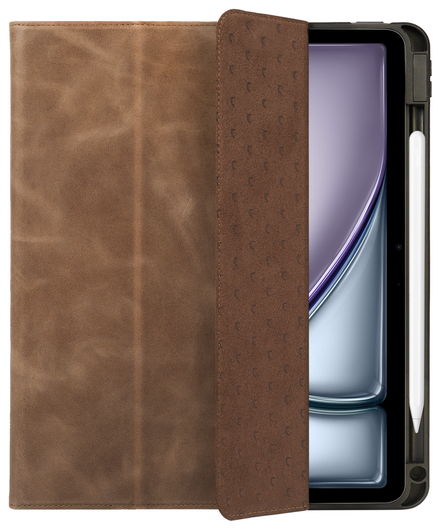 Rosso Elite iPad Air 13 (24/25) Hoes 2-in-1 Echt Leer Book Case Bruin afbeelding 9