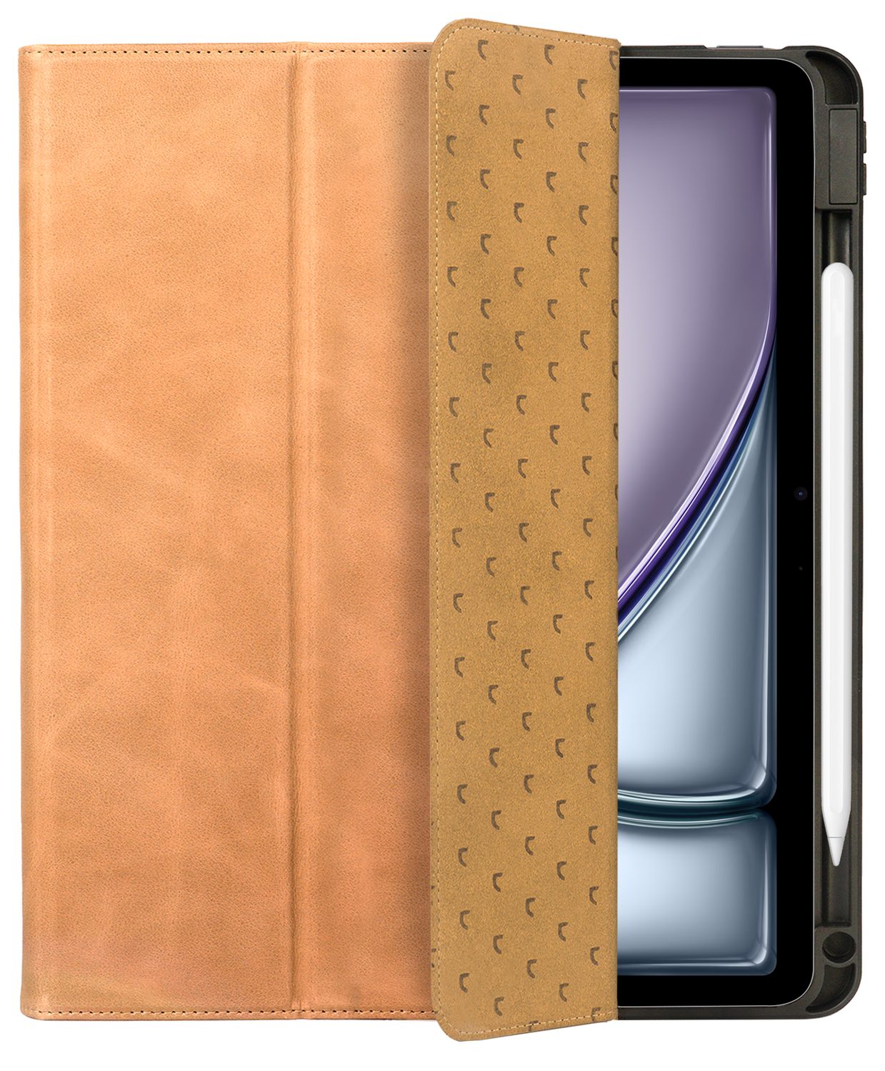 Rosso Elite iPad Air 13 (24/25) Hoes 2-in-1 Echt Leer Book Case Lichtbruin afbeelding 9