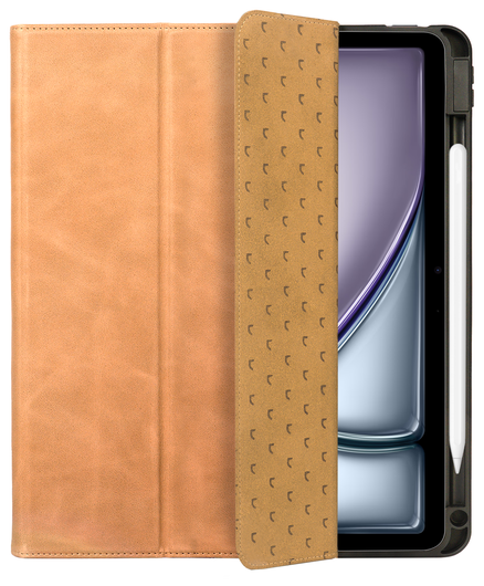 Rosso Elite iPad Air 13 (24/25) Hoes 2-in-1 Echt Leer Book Case Lichtbruin afbeelding 9