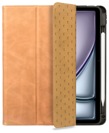 Rosso Elite iPad Air 13 (24/25) Hoes 2-in-1 Echt Leer Book Case Lichtbruin afbeelding