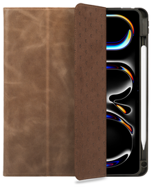 Rosso Elite iPad Pro 11 (2024) Hoes 2-in-1 Echt Leer Book Case Bruin afbeelding