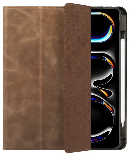 Rosso Elite iPad Pro 13 (2024) Hoes 2-in-1 Echt Leer Book Case Bruin afbeelding 9
