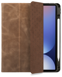 Rosso Elite Samsung Tab S10+/S9+/S9 FE+ Hoes 2-in-1 Echt Leer Bruin afbeelding