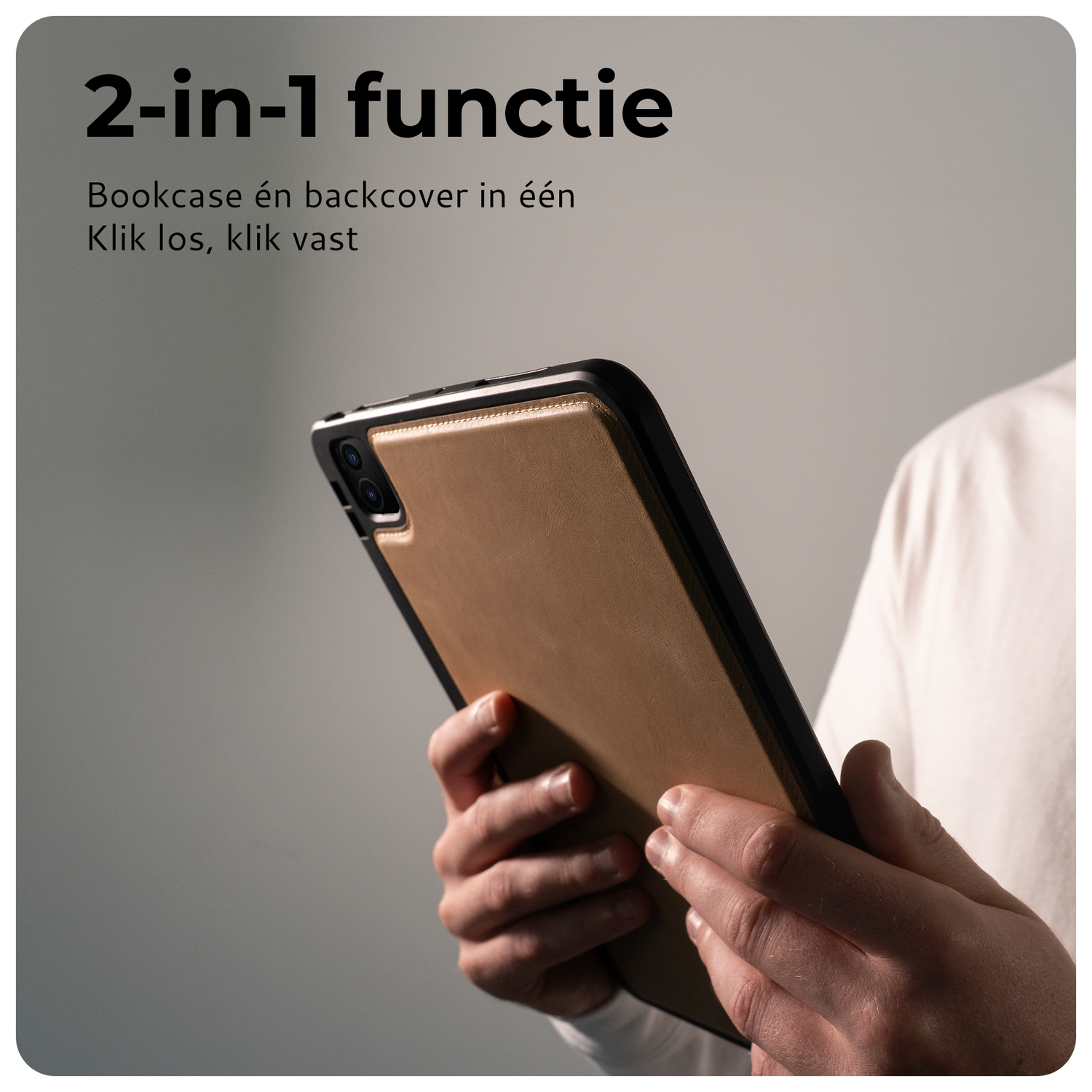 Rosso Elite Samsung Tab S10 Ultra / S9 Ultra Hoes 2-in-1 Echt Leer Lichtbruin afbeelding 2
