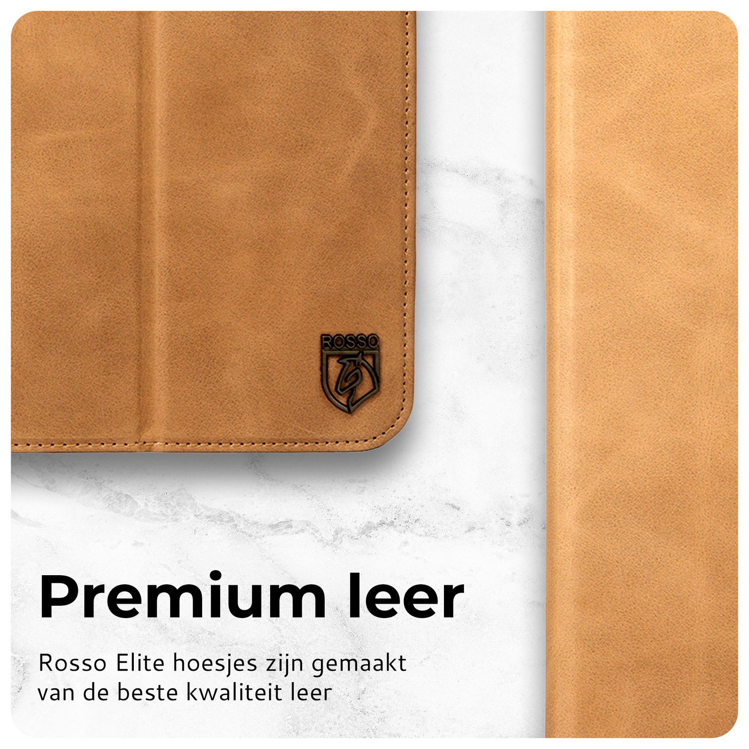 Rosso Elite Samsung Tab S10 Ultra / S9 Ultra Hoes 2-in-1 Echt Leer Lichtbruin afbeelding 3