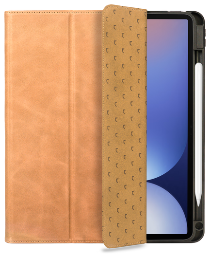 Rosso Elite Samsung Tab S10 Ultra / S9 Ultra Hoes 2-in-1 Echt Leer Lichtbruin afbeelding 1