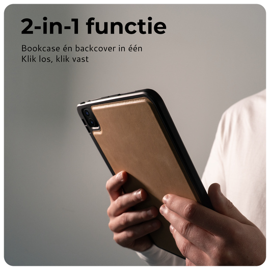 Rosso Elite Samsung Tab S10 Ultra / S9 Ultra Hoes 2-in-1 Echt Leer Lichtbruin afbeelding 2