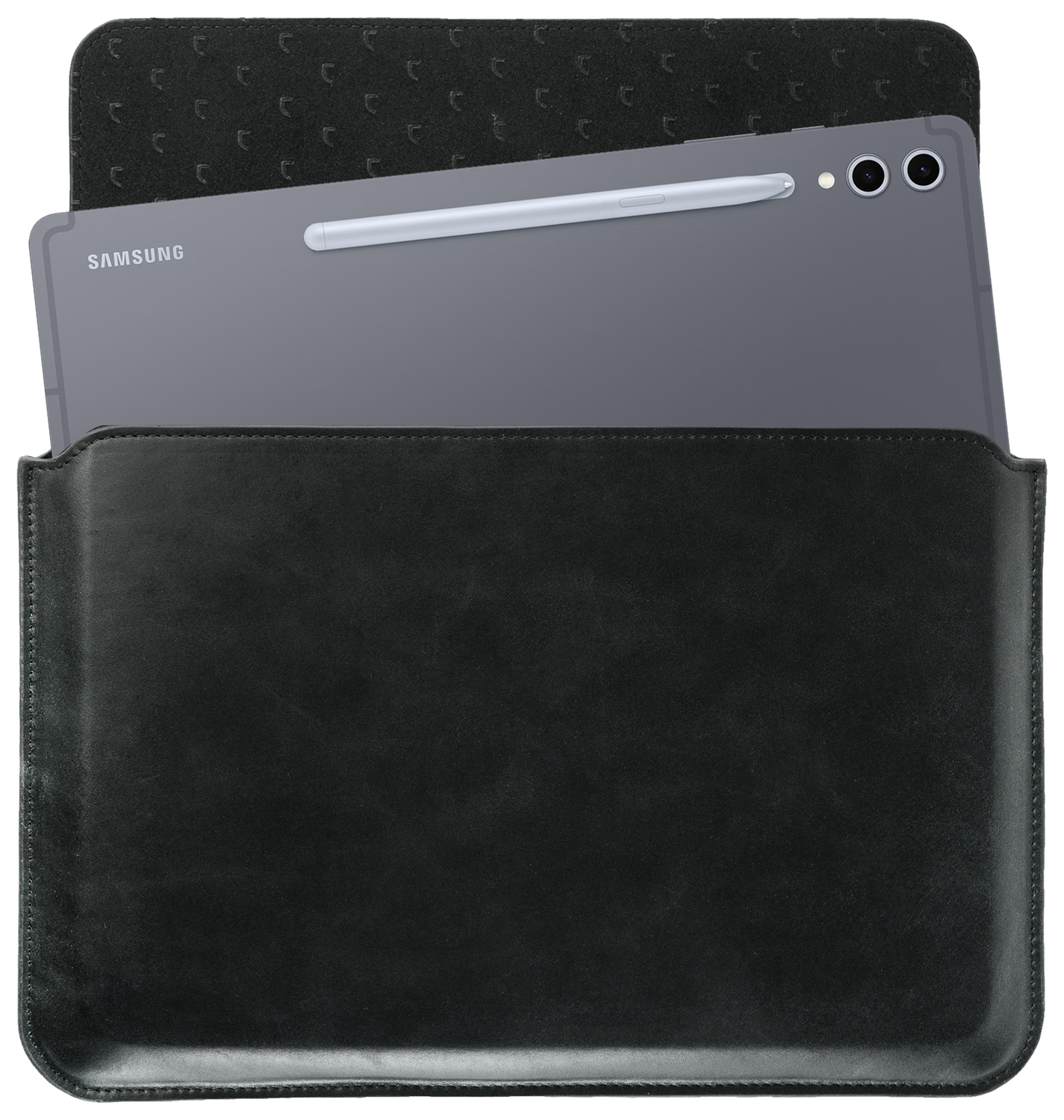 Rosso Deluxe MacBook / Laptop / iPad / Tablet Sleeve tot 14 Inch Echt Leer Zwart afbeelding 1