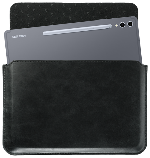Rosso Deluxe MacBook / Laptop / iPad / Tablet Sleeve tot 14 Inch Echt Leer Zwart afbeelding 1