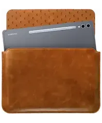 Rosso Deluxe MacBook / Laptop / iPad / Tablet Sleeve tot 14 Inch Echt Leer Bruin afbeelding