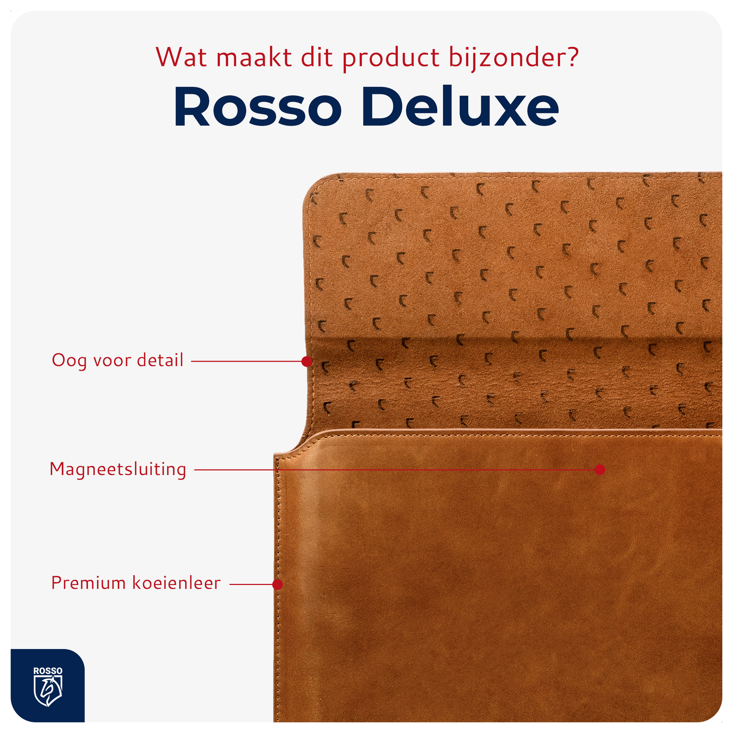 Rosso Deluxe MacBook / Laptop / iPad / Tablet Sleeve tot 14 Inch Echt Leer Bruin afbeelding 2
