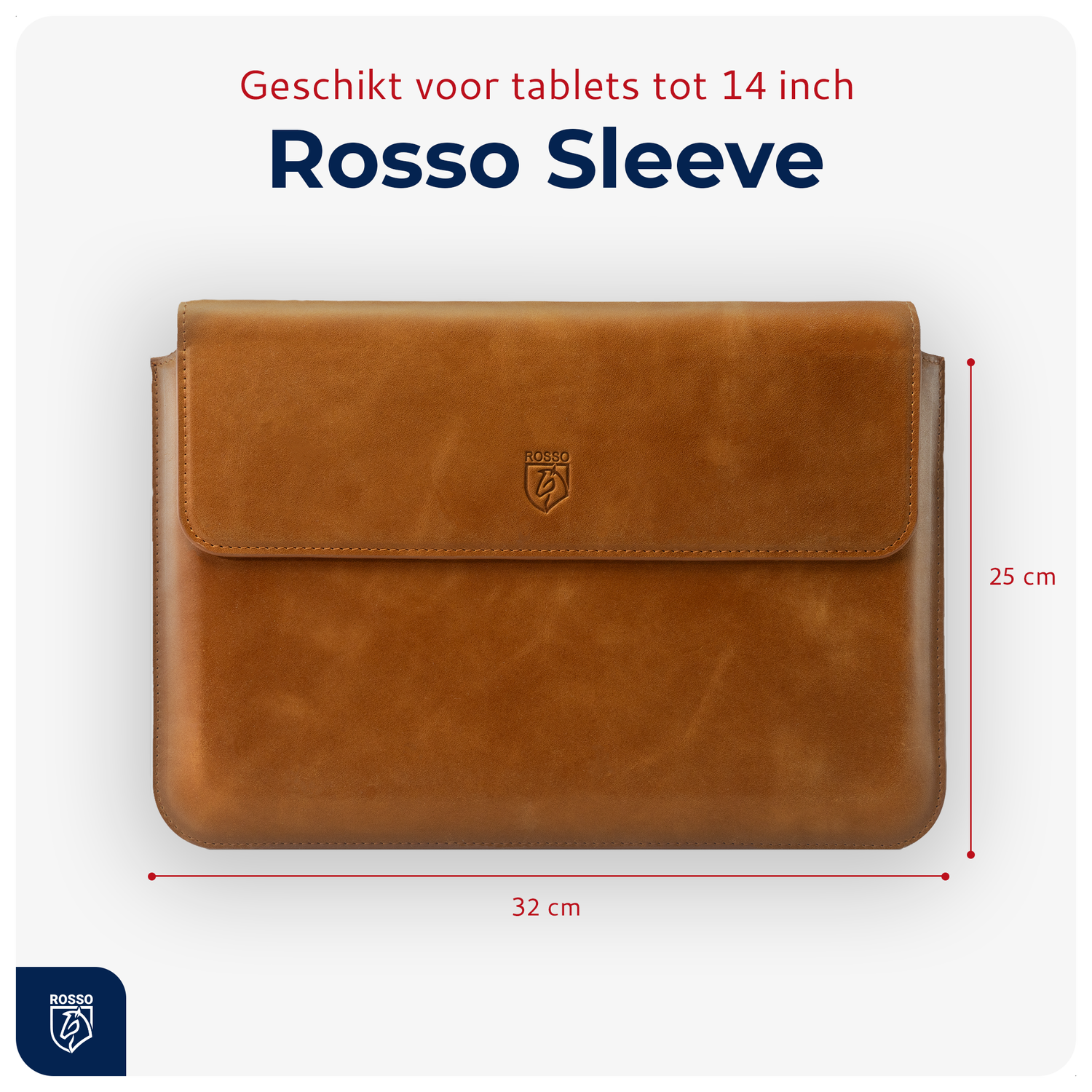 Rosso Deluxe MacBook / Laptop / iPad / Tablet Sleeve tot 14 Inch Echt Leer Bruin afbeelding 3