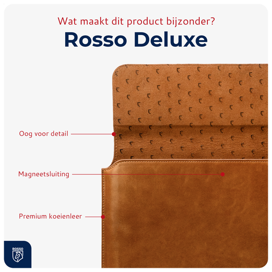 Rosso Deluxe MacBook / Laptop / iPad / Tablet Sleeve tot 14 Inch Echt Leer Bruin afbeelding 2