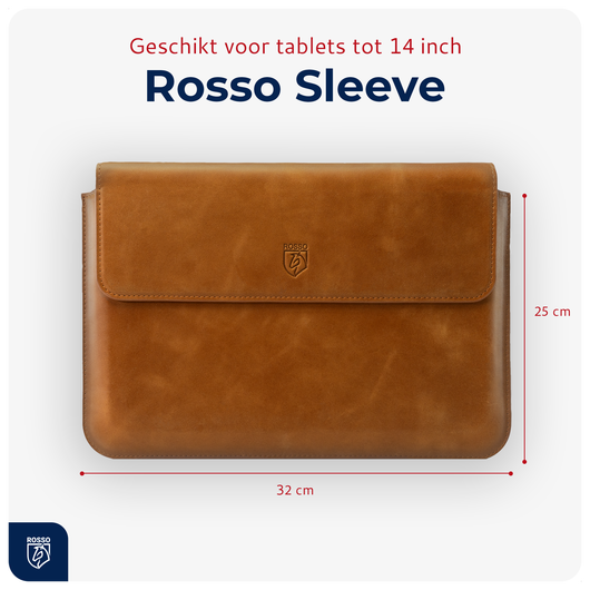 Rosso Deluxe MacBook / Laptop / iPad / Tablet Sleeve tot 14 Inch Echt Leer Bruin afbeelding 3