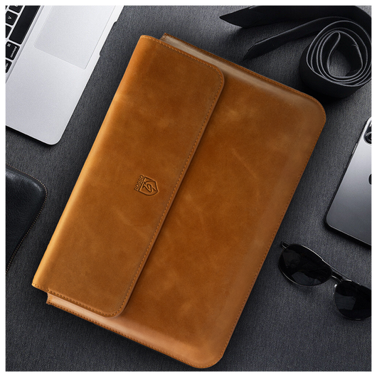 Rosso Deluxe MacBook / Laptop / iPad / Tablet Sleeve tot 14 Inch Echt Leer Bruin afbeelding 5