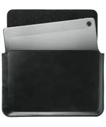 Rosso Deluxe MacBook / Laptop / iPad / Tablet Sleeve tot 11 Inch Echt Leer Zwart afbeelding