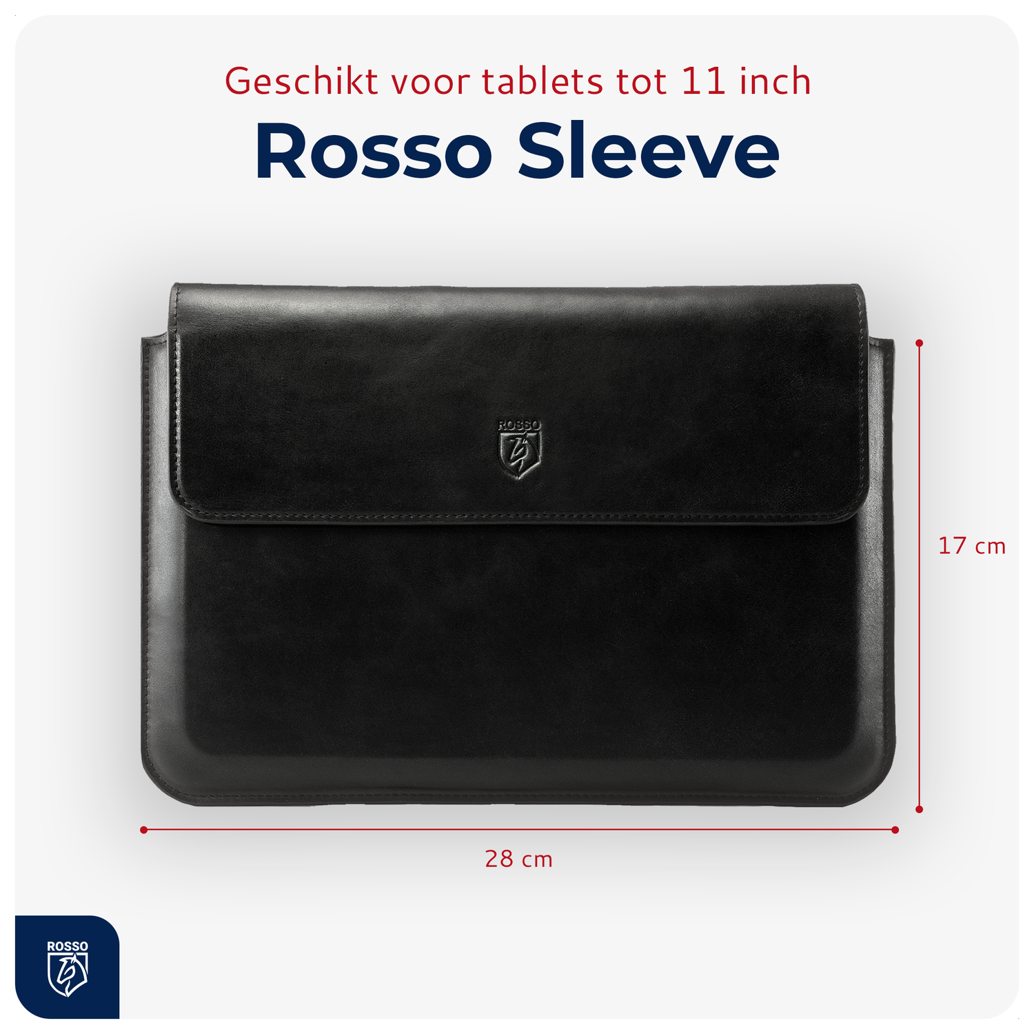 Rosso Deluxe MacBook / Laptop / iPad / Tablet Sleeve tot 11 Inch Echt Leer Zwart afbeelding 3