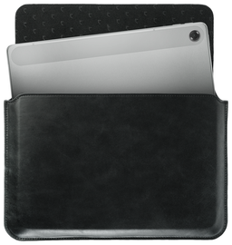 Rosso Deluxe MacBook / Laptop / iPad / Tablet Sleeve tot 11 Inch Echt Leer Zwart