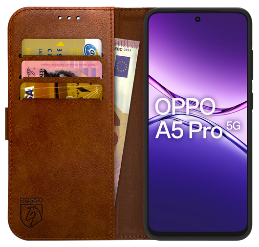 Rosso Element Oppo A5 Pro Hoesje Book Case Wallet Bruin afbeelding 1