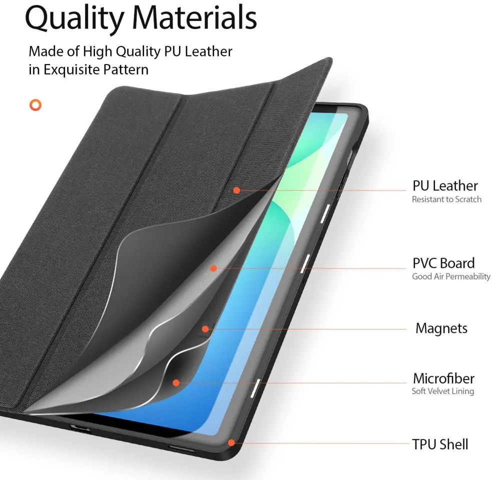 Dux Ducis Domo Samsung Galaxy Tab S10 FE Plus Hoes Tri-Fold Book Case Zwart afbeelding 7
