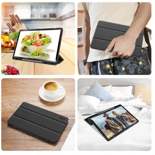 Dux Ducis Domo Samsung Galaxy Tab S10 FE Plus Hoes Tri-Fold Book Case Zwart afbeelding 9