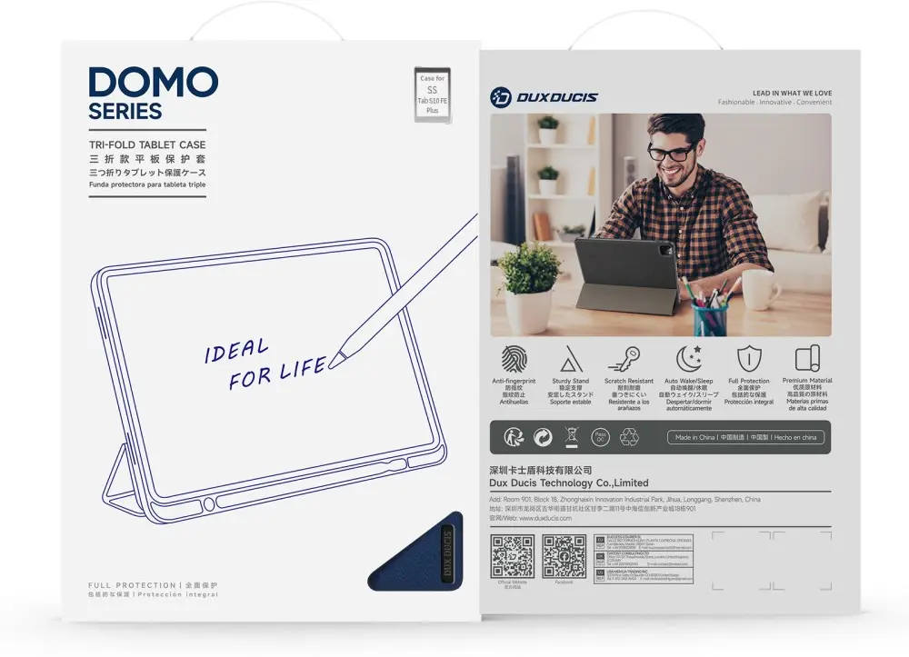 Dux Ducis Domo Samsung Galaxy Tab S10 FE Plus Hoes Tri-Fold Book Case Blauw afbeelding 11