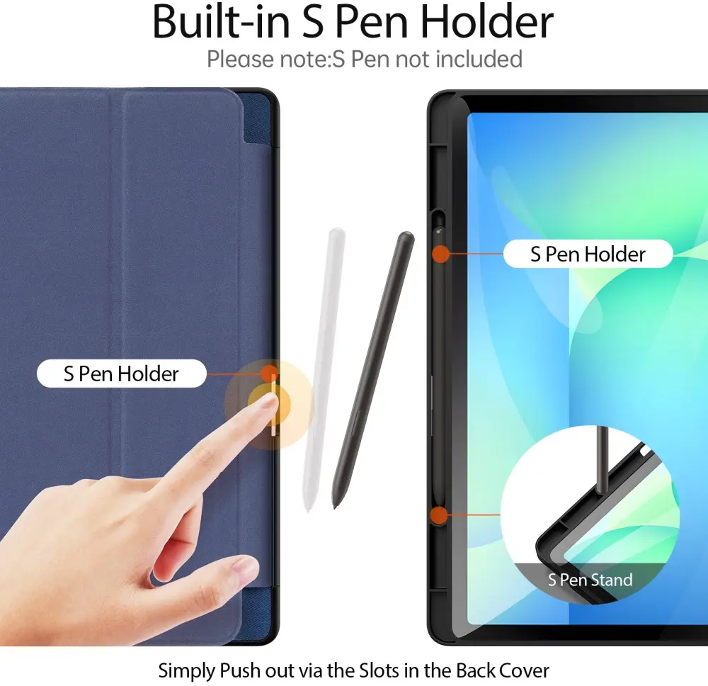 Dux Ducis Domo Samsung Galaxy Tab S10 FE Plus Hoes Tri-Fold Book Case Blauw afbeelding 2