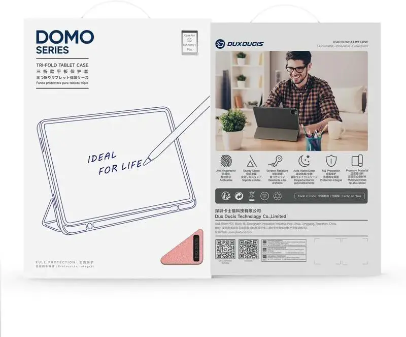Dux Ducis Domo Samsung Galaxy Tab S10 FE Plus Hoes Tri-Fold Book Case Roze afbeelding 11