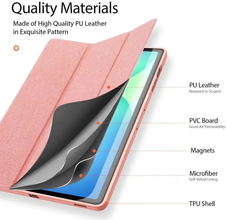 Dux Ducis Domo Samsung Galaxy Tab S10 FE Plus Hoes Tri-Fold Book Case Roze afbeelding 6