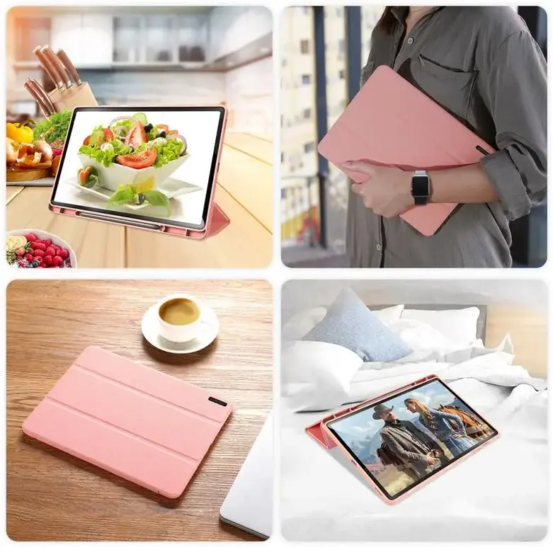 Dux Ducis Domo Samsung Galaxy Tab S10 FE Plus Hoes Tri-Fold Book Case Roze afbeelding 8