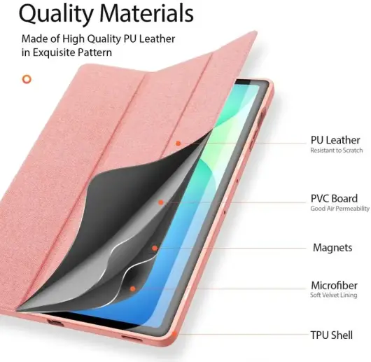 Dux Ducis Domo Samsung Galaxy Tab S10 FE Plus Hoes Tri-Fold Book Case Roze afbeelding 6