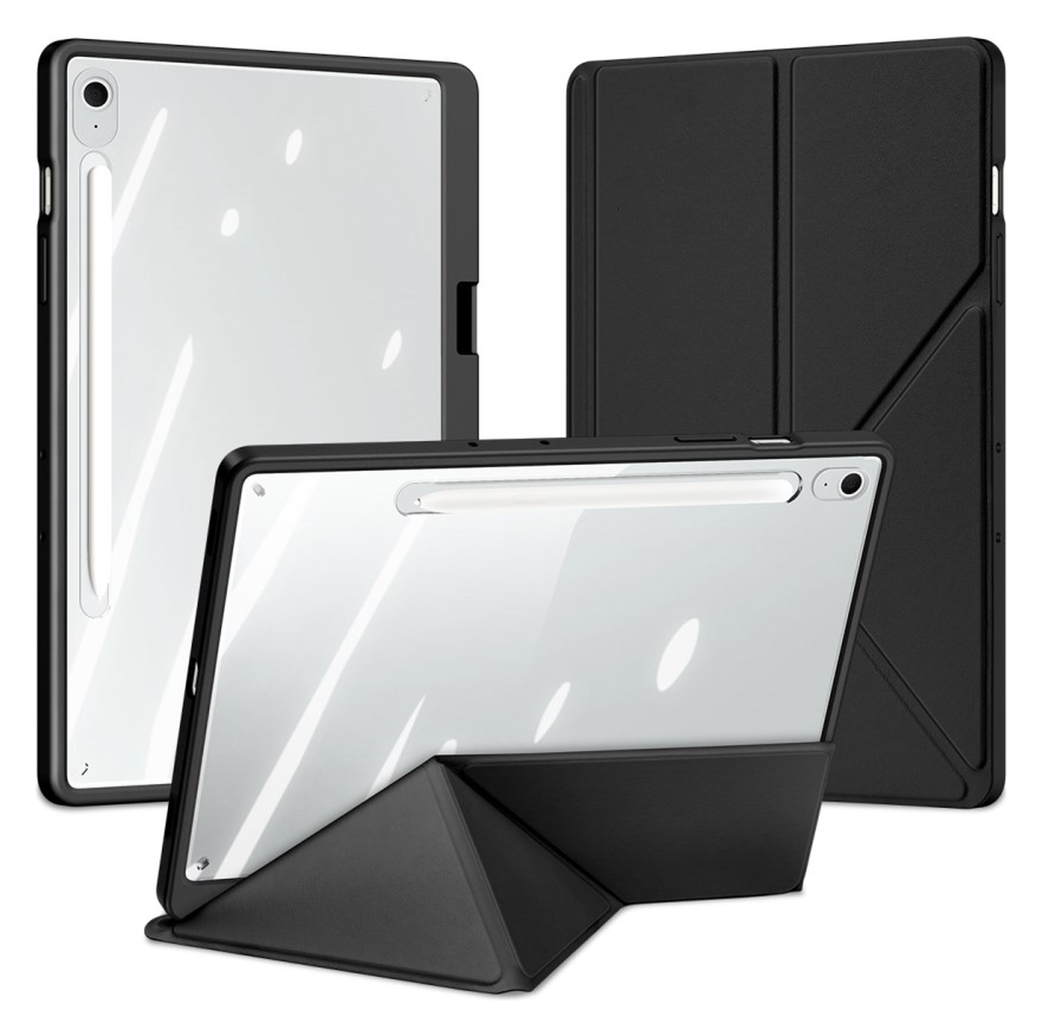 Dux Ducis Magi Samsung Galaxy Tab S10 FE Plus Hoes V-Fold Book Case Zwart afbeelding 2
