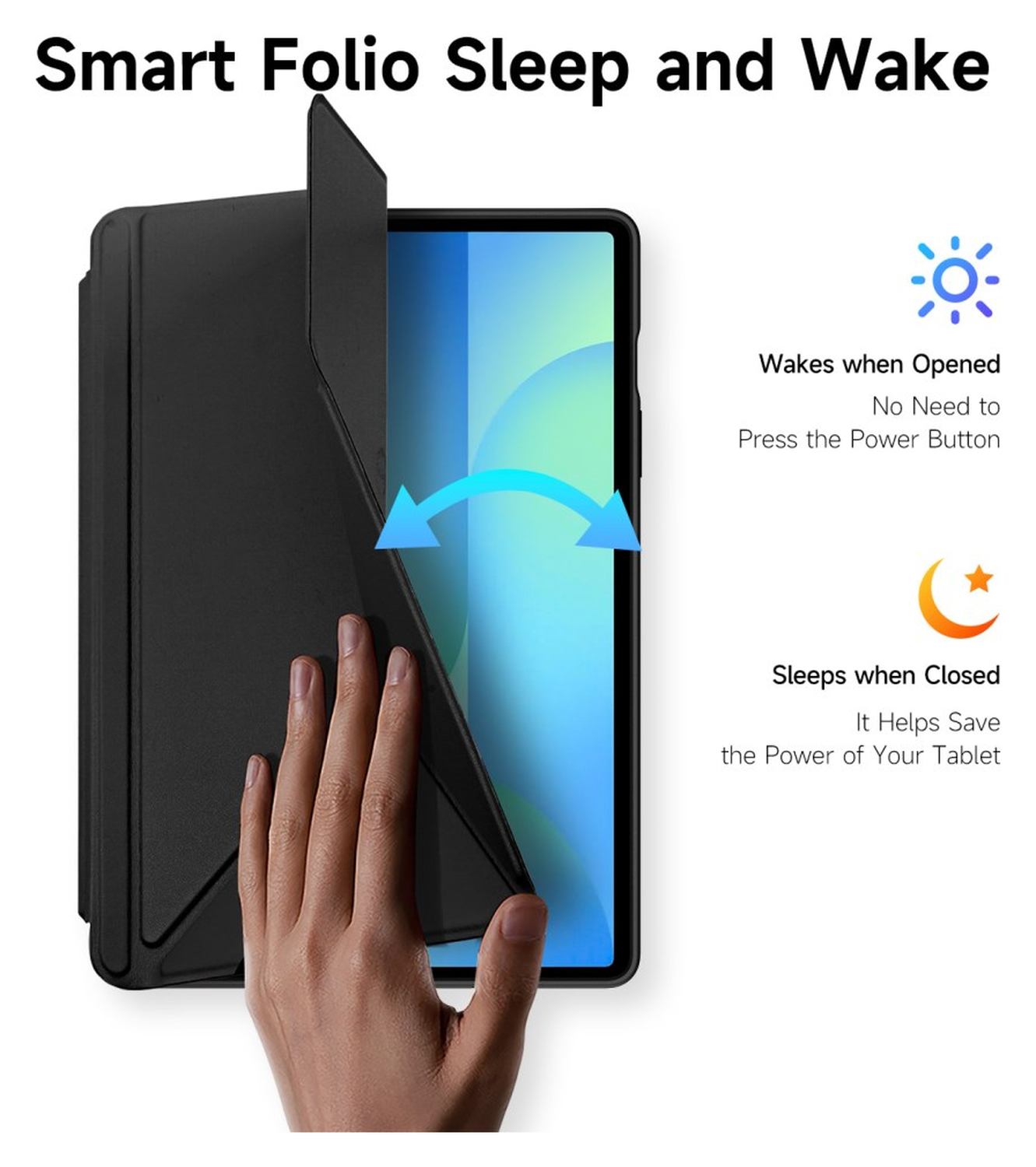 Dux Ducis Magi Samsung Galaxy Tab S10 FE Plus Hoes V-Fold Book Case Zwart afbeelding 4