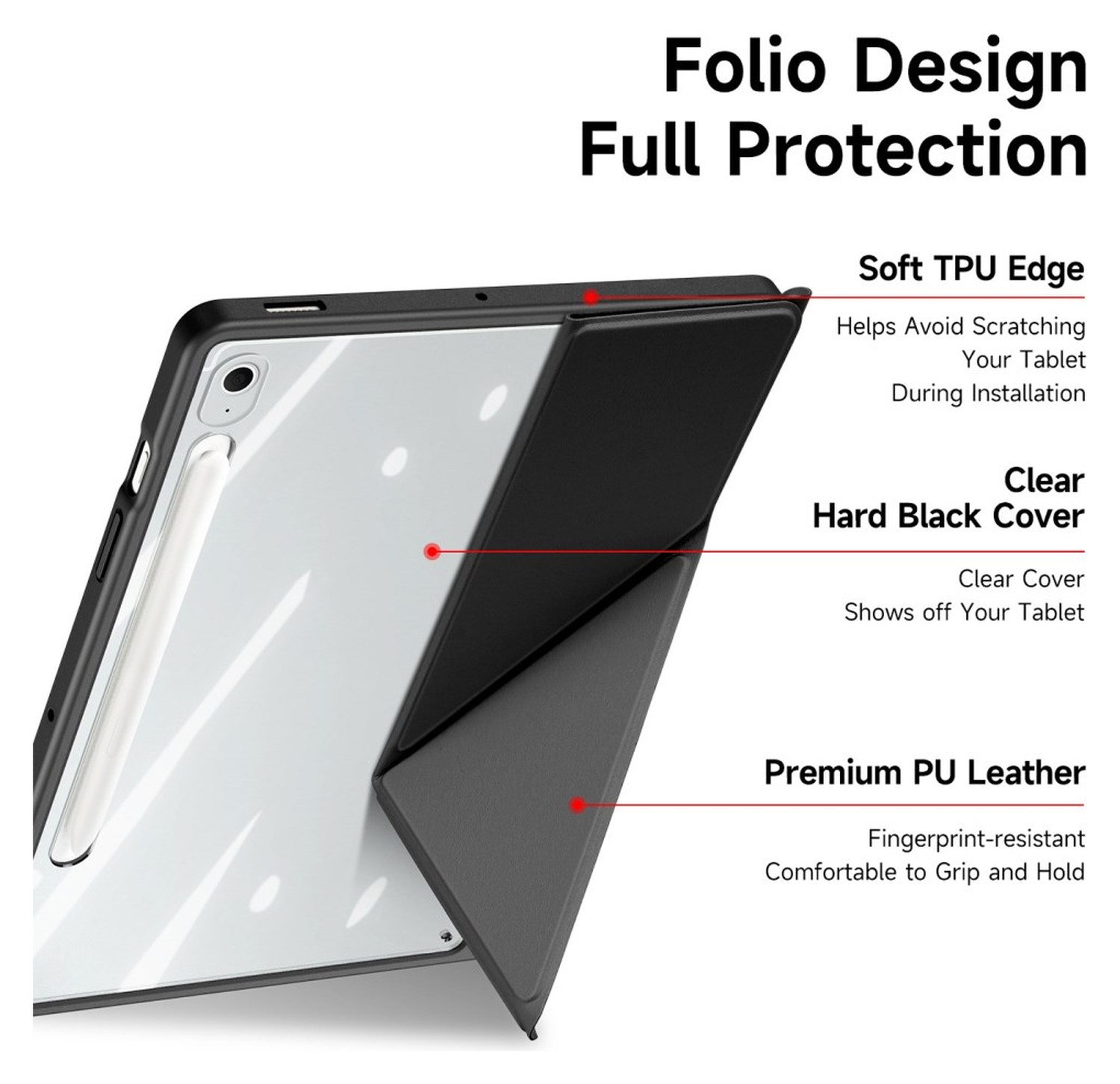 Dux Ducis Magi Samsung Galaxy Tab S10 FE Plus Hoes V-Fold Book Case Zwart afbeelding 5