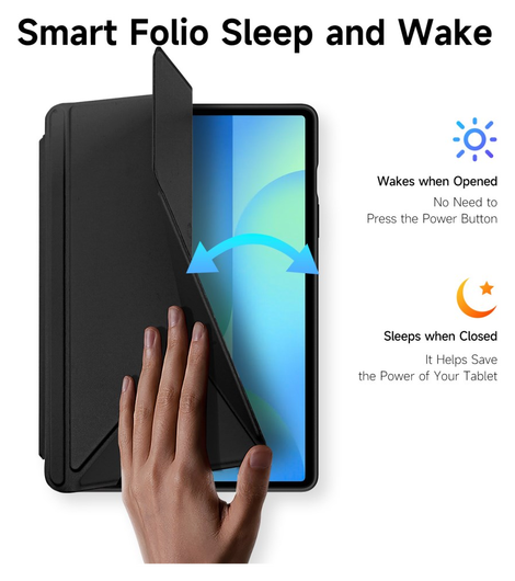 Dux Ducis Magi Samsung Galaxy Tab S10 FE Plus Hoes V-Fold Book Case Zwart afbeelding 4