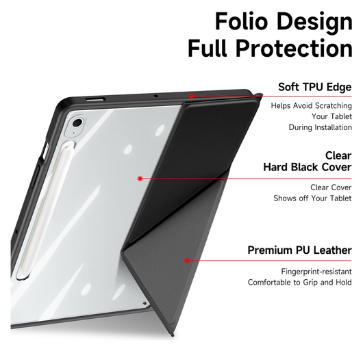 Dux Ducis Magi Samsung Galaxy Tab S10 FE Plus Hoes V-Fold Book Case Zwart afbeelding 5