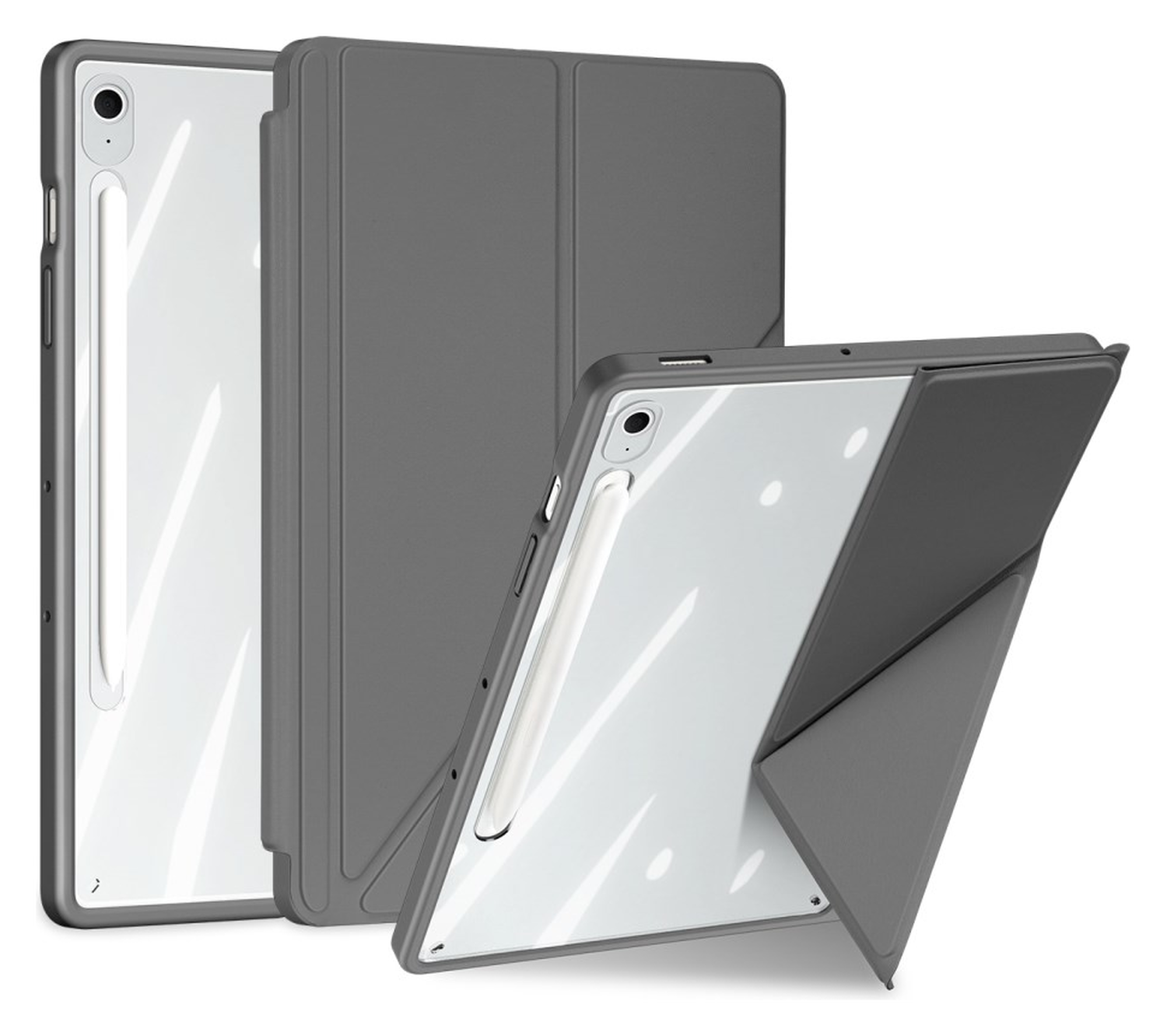 Dux Ducis Magi Samsung Galaxy Tab S10 FE Plus Hoes V-Fold Book Case Grijs afbeelding 1
