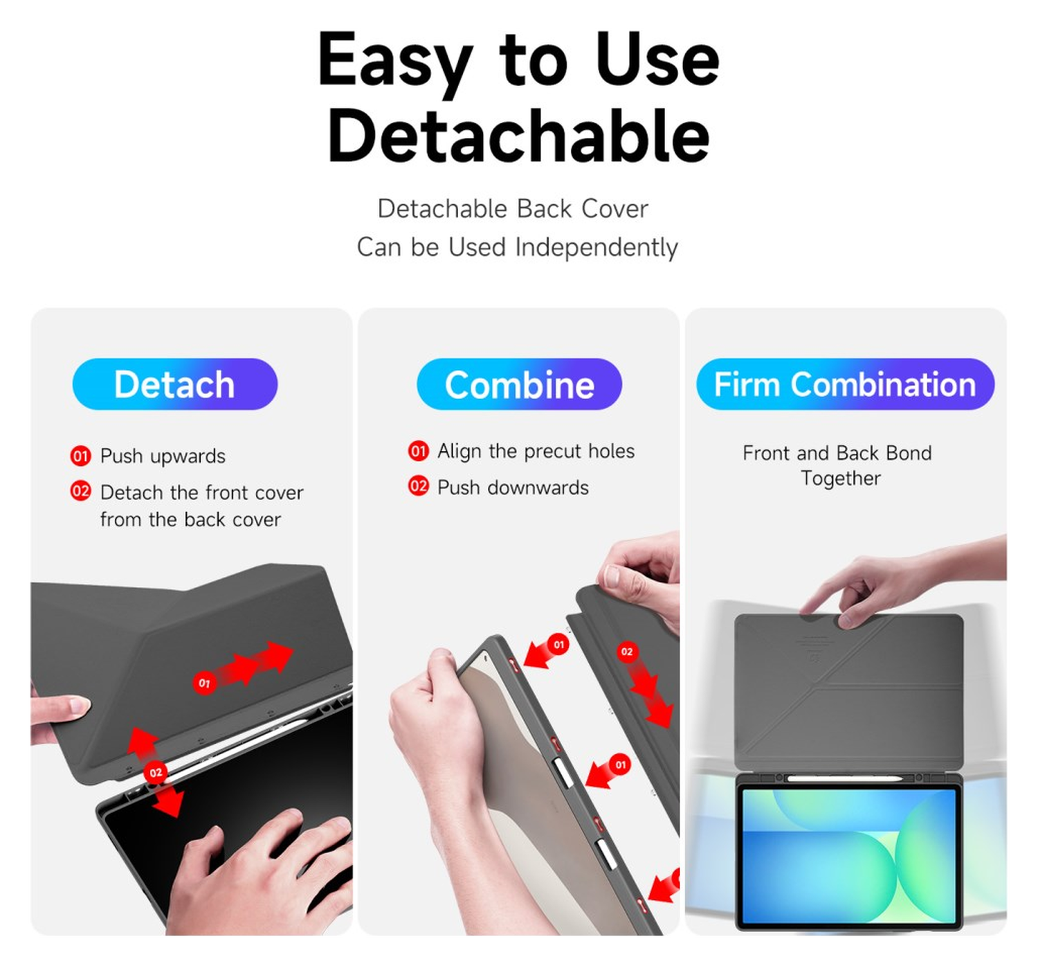 Dux Ducis Magi Samsung Galaxy Tab S10 FE Plus Hoes V-Fold Book Case Grijs afbeelding 10