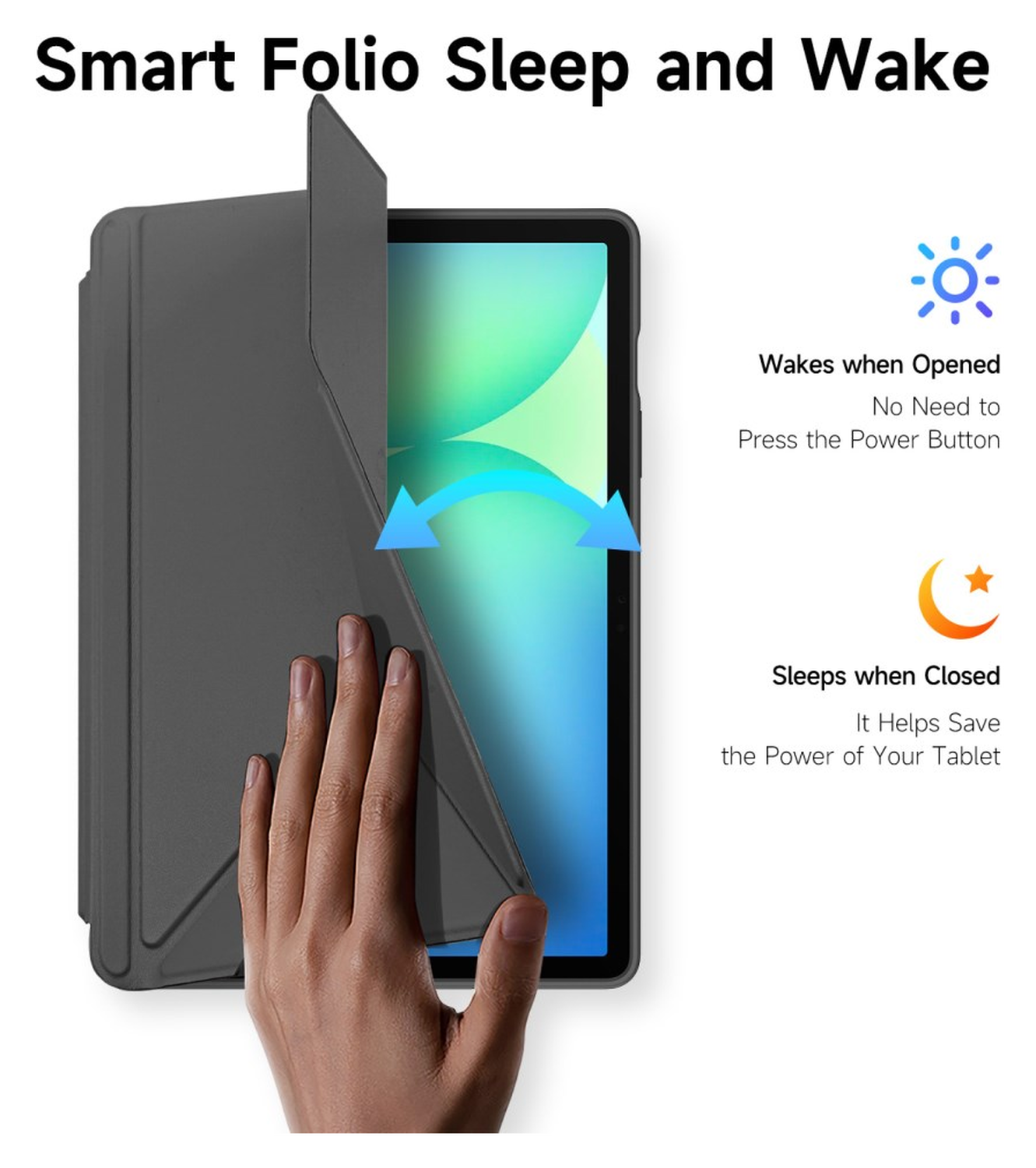 Dux Ducis Magi Samsung Galaxy Tab S10 FE Plus Hoes V-Fold Book Case Grijs afbeelding 4